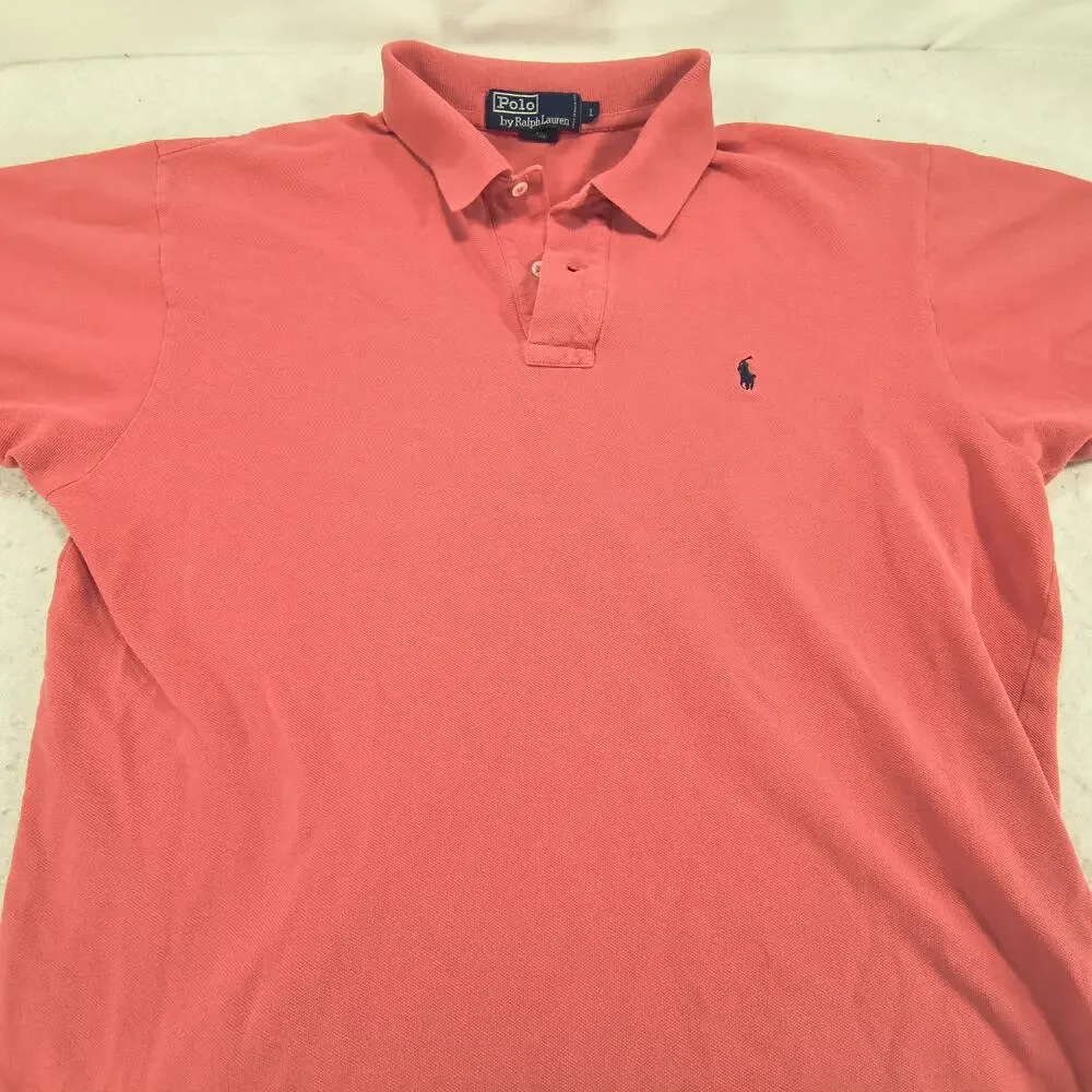 Polo by Ralph Lauren Short Sleeve Collared Polo Shirt Mens Size Large L Pink